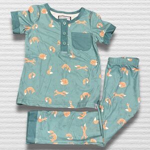 Sweethoney Fox Pajama Set 4t Henley Top Jogger Bottom Green Orange Dreamer